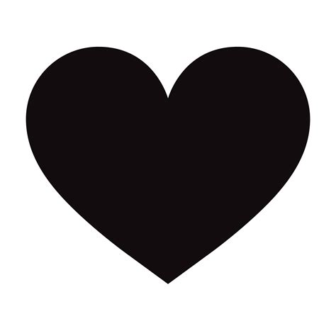 Flat Black Heart Icon Isolated On White Background Vector Illustration
