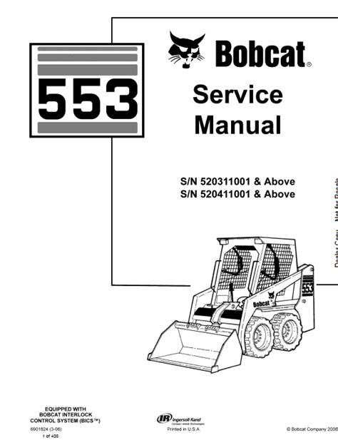 Bobcat 553 Skid Steer Loader Service Manual