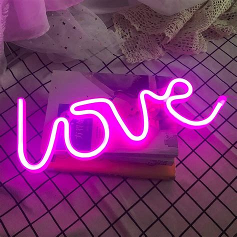 Led Neon Sign Pink Love Neon Led Sign Love Neon Wall Light Etsy