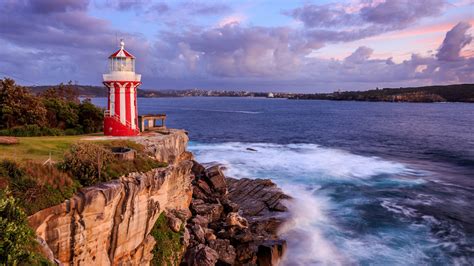 Wallpaper Sydney Australia Sea Coast Rock Lighthouse Sky
