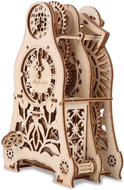 Gudoqi 3d Wooden Puzzle Wood Pendulum Clock Mechanical Model Kits For