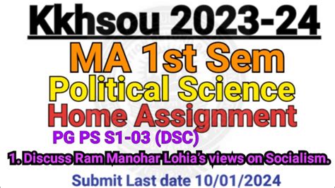 Kkhsou Ma 1st Sem Political Science Home Assignment 2023 24 Q Discuss