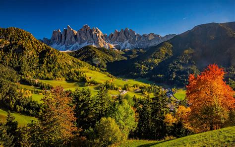 Download Wallpapers Dolomites Alps Funes Valley Evening Sunset