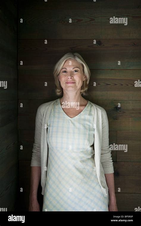 Mature Woman Wearing Dress Portrait Stock Photo Alamy