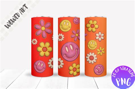 D Inflated Smiley Skinny Tumbler Wrap Graphic By Wowed Art Creative