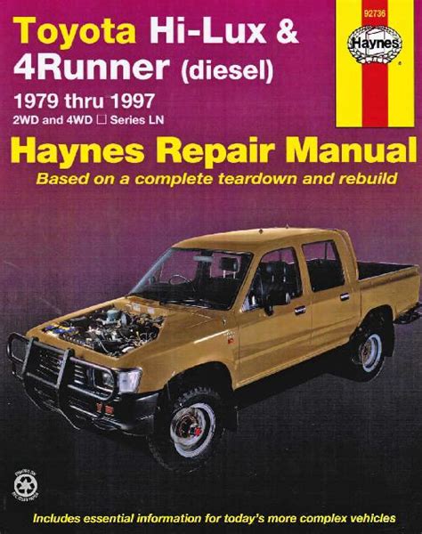 Toyota Hi Lux 4runner Diesel 1979 1997 Haynes Service Workshop Repair