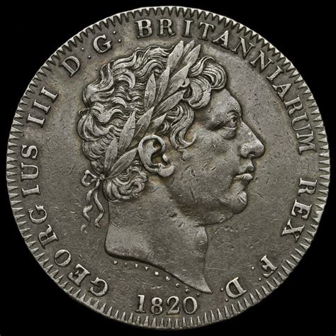 1820 George Iii Milled Silver Lx Crown Gvf Coins For Sale Crown Iii