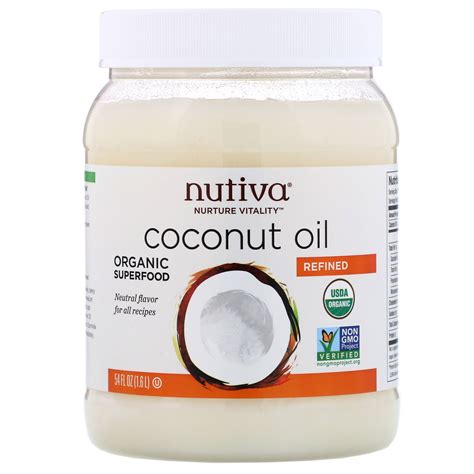 Nutiva Organic Coconut Oil, Refined, 54 fl oz (1.6 l) - Walmart.com