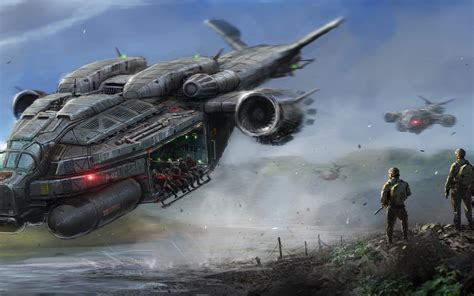 Wallpaper Digital Art Futuristic Aircraft Tank Science Fiction