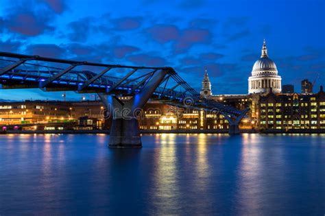 St Paul S Cathedral And The Millennium Bridge In London England