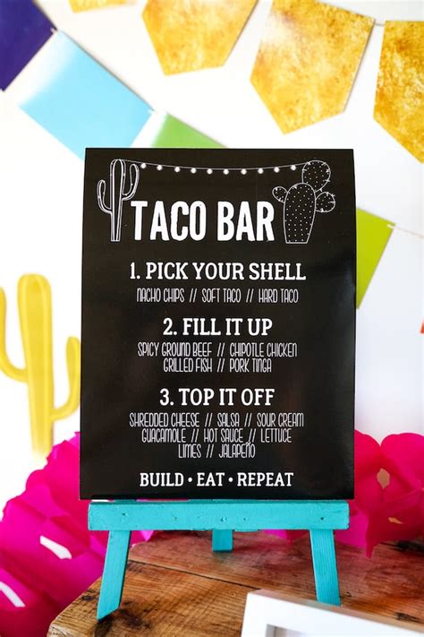 Mexican Fiesta Taco Bar Instruction Sign Taco Bar Directions Tex