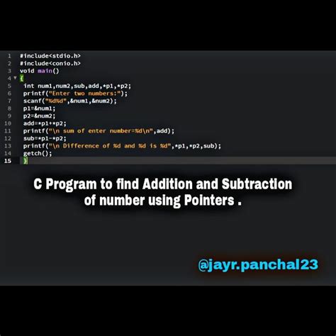 C Program To Find Addition And Subtraction Of Number Using Pointers