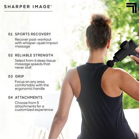 Buy Sharper Image Powerboost Deep Tissue Percussion Massager Full Body Massage Gun With 5