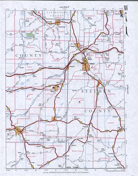 Map Of Steuben County New York State Detailed Image Map Of Steuben