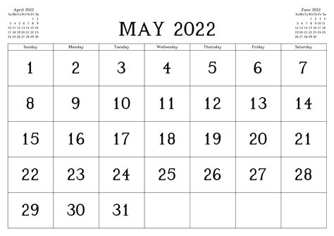 May Calendar 2022 Free Printable Template Pdf Word Excel