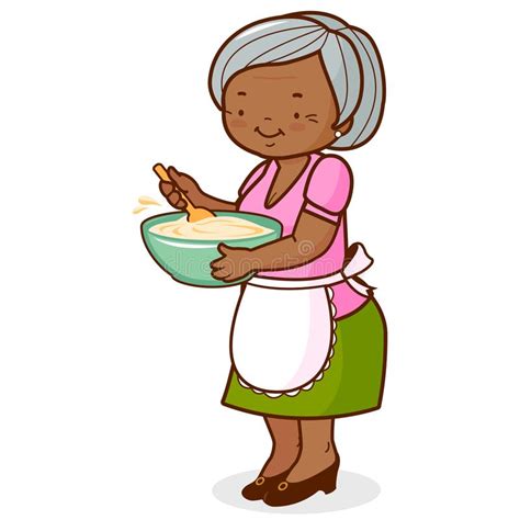 African American Grandma Cooking Vector Illustration Stock Vector