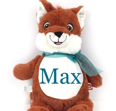 Personalized Stuffie Fox Stuffed Animal Name Or Birth Stats Etsy