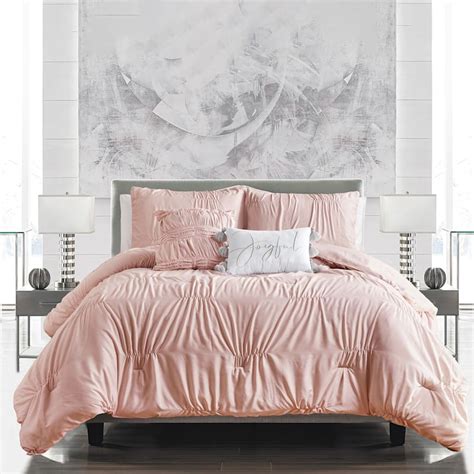 Hazel Piece Blush Pink Comforter Set King At Home