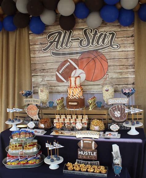 If you have access to the backyard, set up a game of backyard. Vintage All-Star Baby Shower 🏈⚾️🏀 #vintagebabyshower # ...