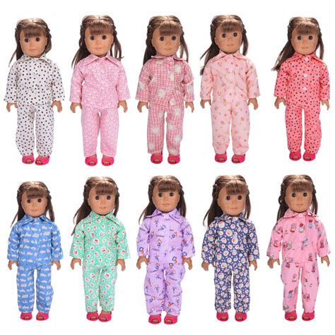 Fashion Doll Pajamas Clothes Set For 18 American Girl Dolls Sleepwear Nightwear Colorful