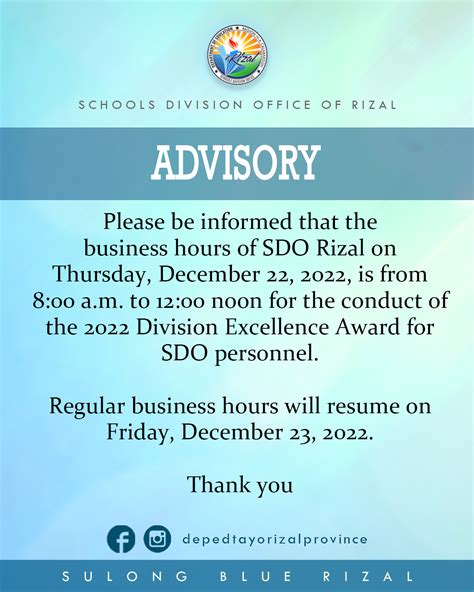 Deped Rizal Advisory Department Of Education