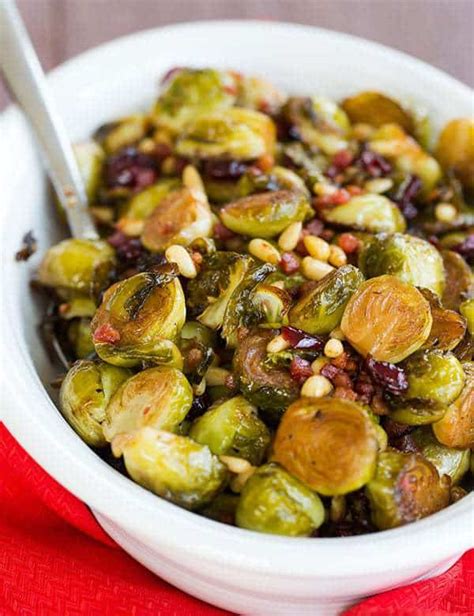 Sprinkle with thyme and sage. Brussels Sprouts with Pancetta, Cranberries & Pine Nuts