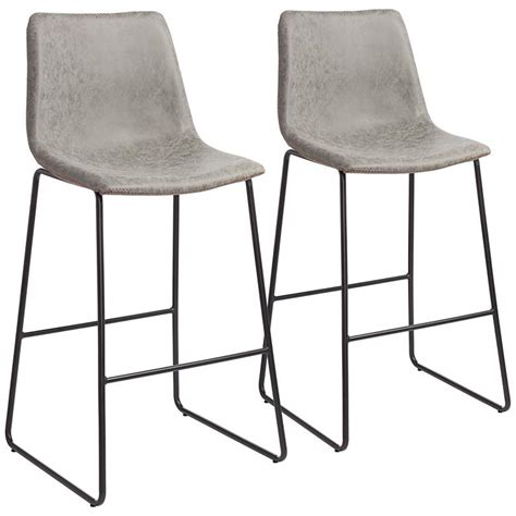 There are 6 different vegan leather choices from black, brown and green to a flint gray. Cal 30" Gray Faux Leather Bar Stools Set of 2 - #69K08 ...