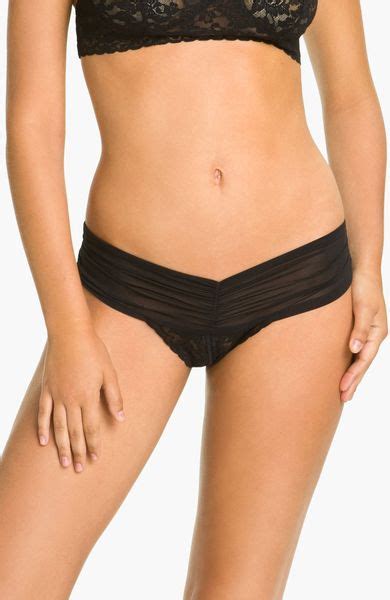 Hanky Panky After Midnight Lace Open Gusset Lowrise Thong In Black Lyst