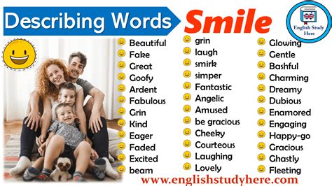 Describing Words Smile English Study Here