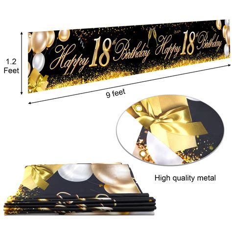 Howaf Super Large Happy 18th Birthday Banner For 18th Birthday Party