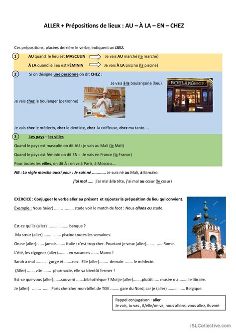 Aller Prépositions De Lieu Pratiqu Français Fle Fiches Pedagogiques