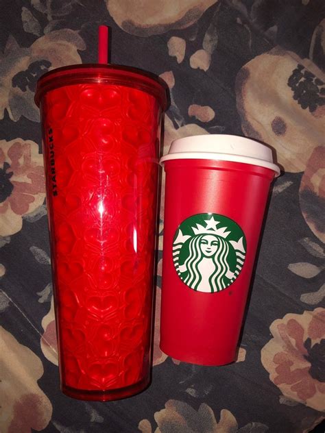 Red Starbucks Bundle Like New Includes Red Reusable Cup And Red Heart