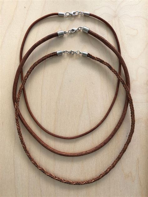 Natural Brown Leather Mm Mm Braided Cord Necklace Etsy