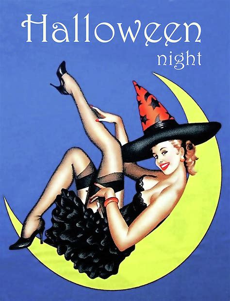 Vintage Pin Up Witch On Moon Photograph By Doc Braham
