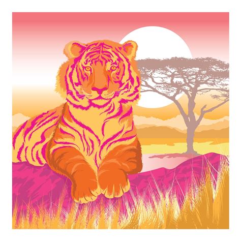 Pink Tiger Art Print Tiger Wall Art Graphic Print Safari Etsy