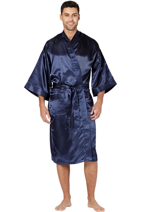 Intimo Mens Classic Satin Robe Navy One Size