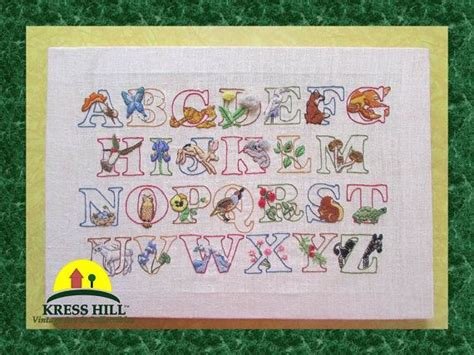 Retro Alphabet Embroidered Sampler Hand Made Hand Stitched On Linen