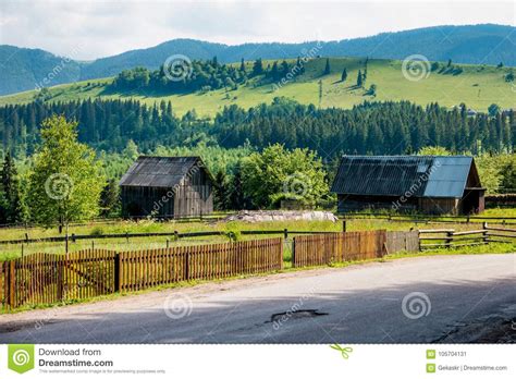 Mountain Landscape With Wooden House Stock Image Image Of Holiday