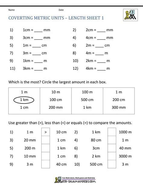Convert 50 centimeter to meter with formula, common lengths conversion, conversion tables and more. 3 Worksheet Free Math Worksheets Fourth Grade 4 ...