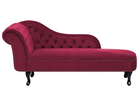 Left Hand Chaise Lounge Velvet Burgundy Nimes Uk