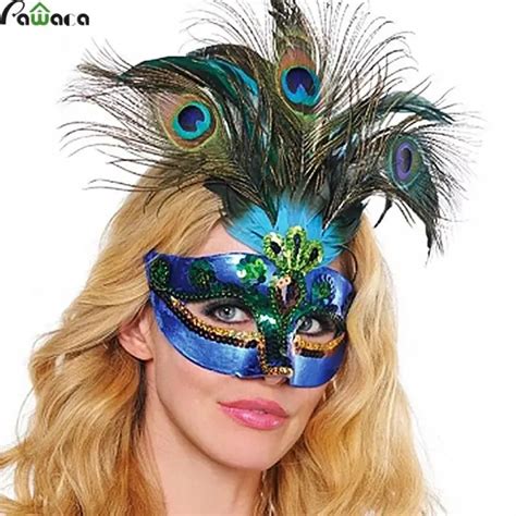 Vrouwen Pauwenveren Halloween Masker Sexy Half Gezicht Bal Dans Masker