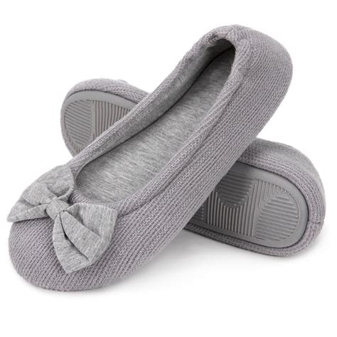 Ladies Cotton Knit Memory Foam Ballerina Slippers Lightweight House Shoes Size Ebay