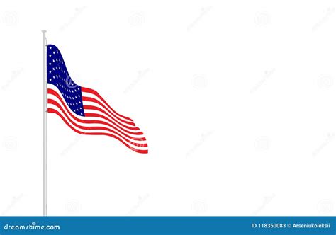 American Flag On Flagpole Cartoon Vector 118350083