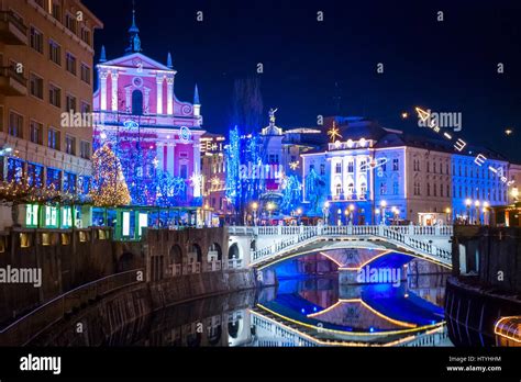 Ljubljana Capital Of Slovenia In Christmas Decoration Stock Photo Alamy