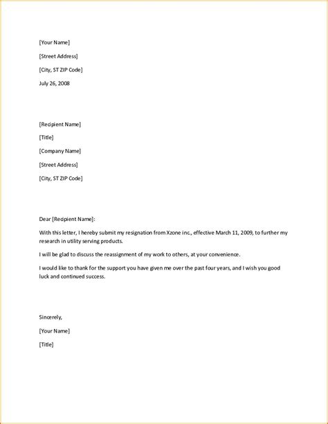 Simple Resignation Letter Template Word The Templates Art