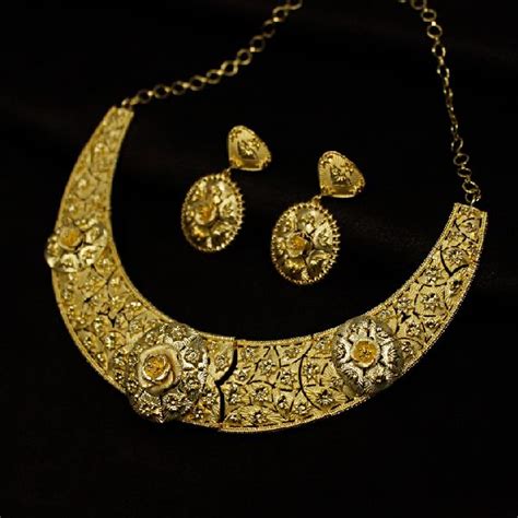1 Gram Gold Forming Work Golden Colour Choker Necklace Set Alex Jewellery Pvt Ltd Mumbai