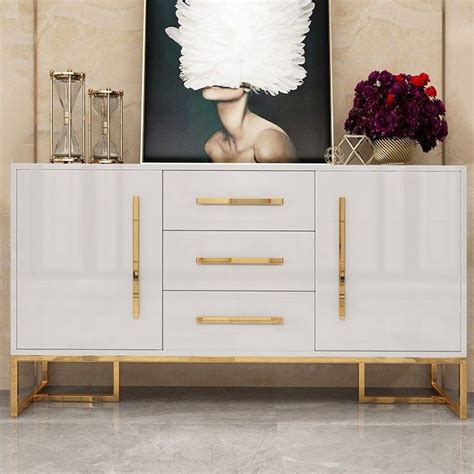 A form of service à la française, buffets are offered at various places including hotels. Modern Luxurious 59" White Buffet Table 2 Doors & 3 Drawers Kitchen Storage Sideboard Cabinet in ...