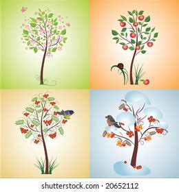 Seasonal Tree Seamless Illustration See My Stock Vector Royalty Free