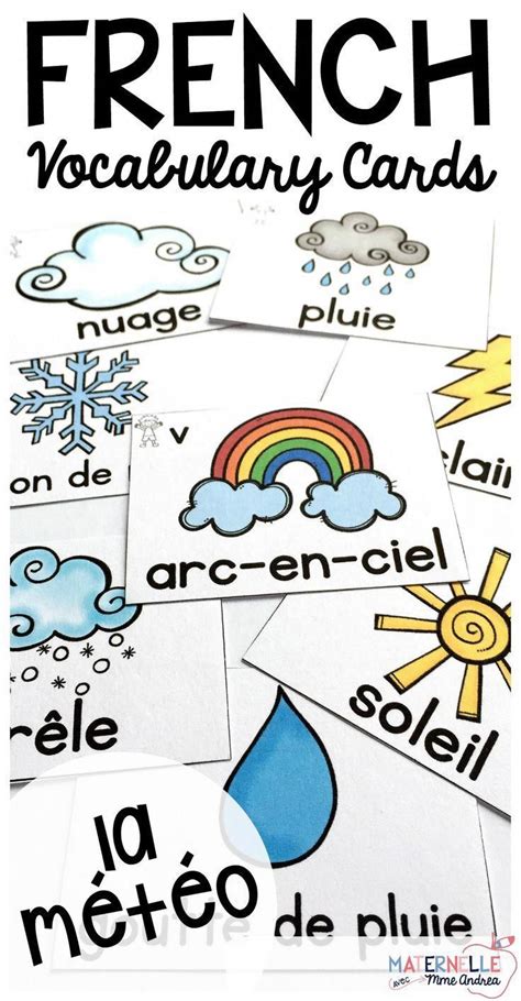 French Weather And Seasons Vocabulary Cards Use These Cards In Tons