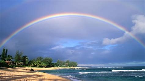 Nice View Of Rainbow In Beach Wallpapers Hd Desktop
